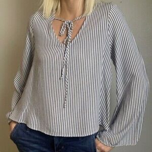 Mossimo Supply Co striped tie neck top with bell sleeves